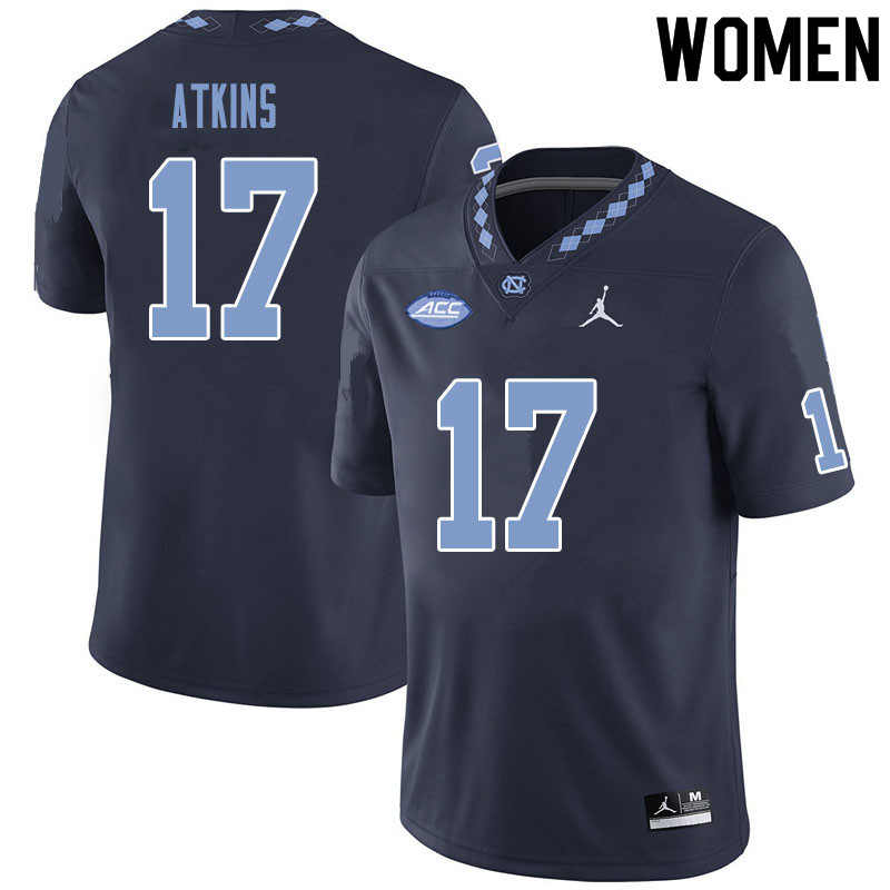 Women #17 Grayson Atkins North Carolina Tar Heels College Football Jerseys Sale-Black